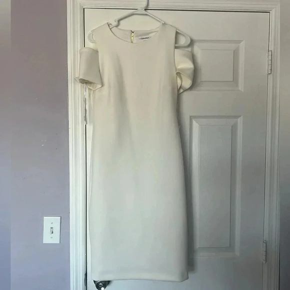 NWOT Calvin Klein Cold Shoulder Scuba Dress Size 8 - Picture 4 of 6